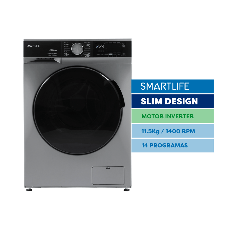 Lavarropas Smartlife Inverter 11.5 Kg 1400 RPM Gris (O)