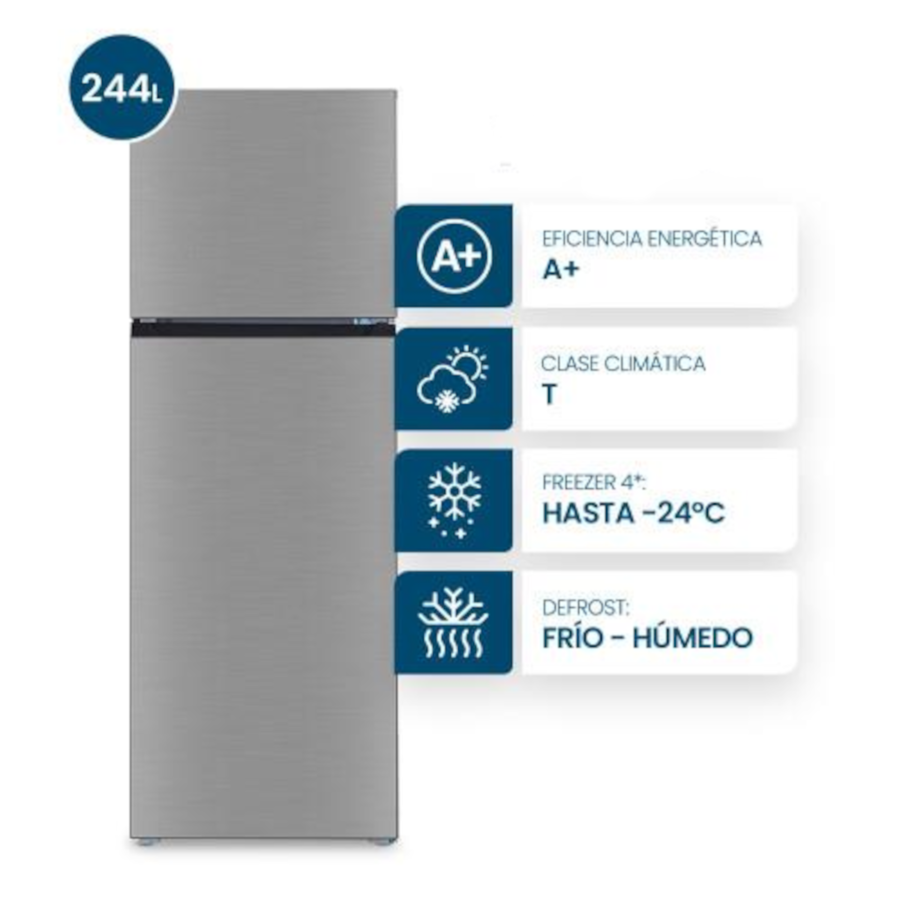 Heladera Primera marca Top Mount Cíclica 244L Inox PRIMERA