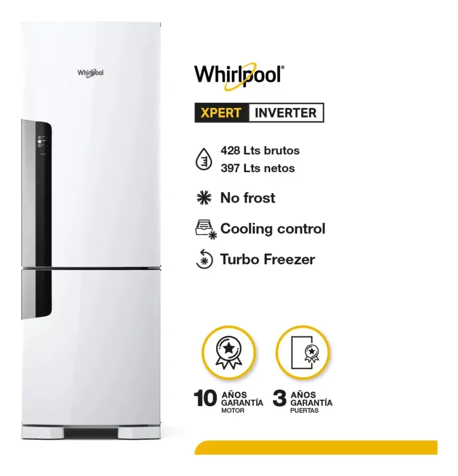 HELADERA WHIRLPOOL WRE44 397 L EVOX BLANCA OUTLET PREMIUM