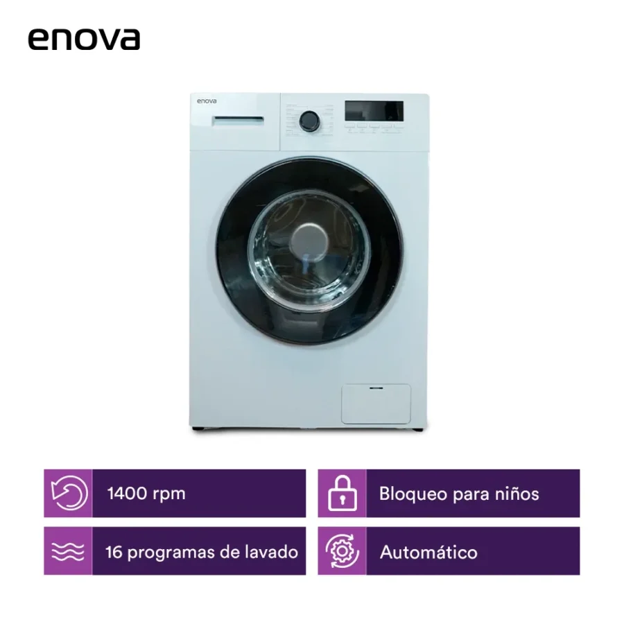 Lavarropas Enova carga frontal 8 kg Blanco - LNV-LE08F10-BL