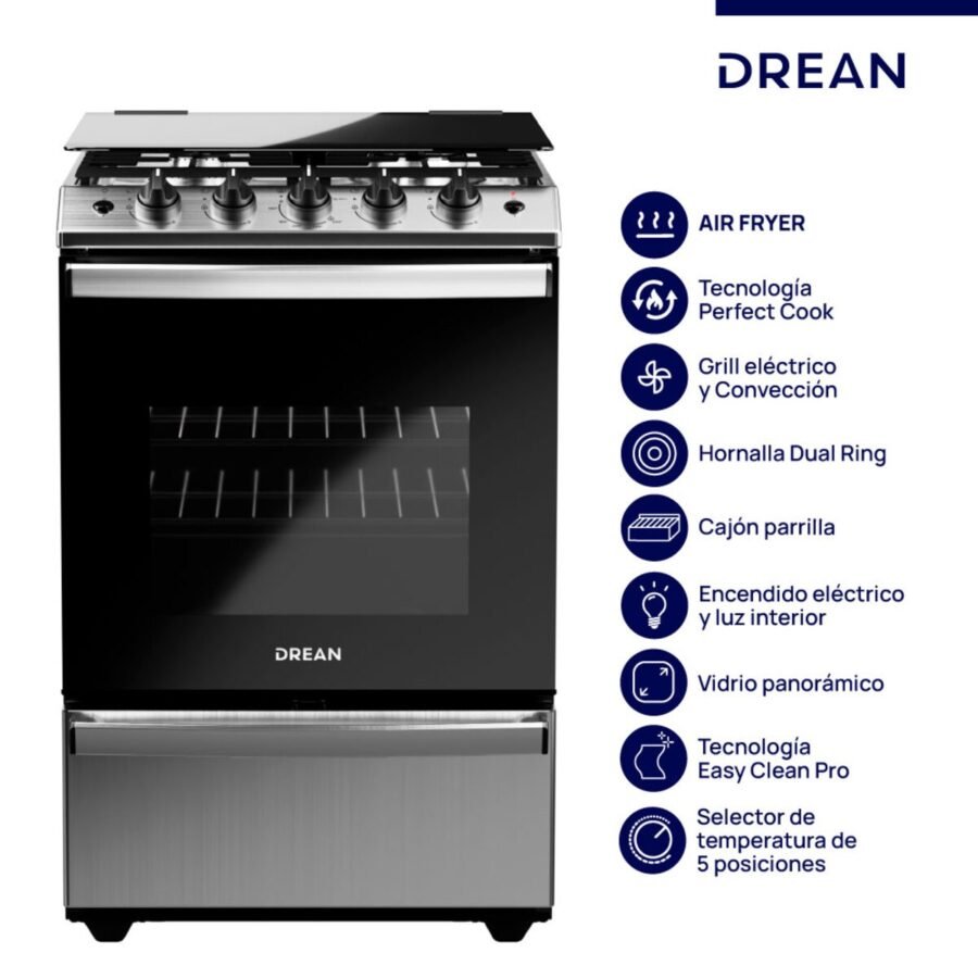 Cocina DREAN Multigas 56 cm Inoxidable con Air Fryer Drean - CD5617AI0